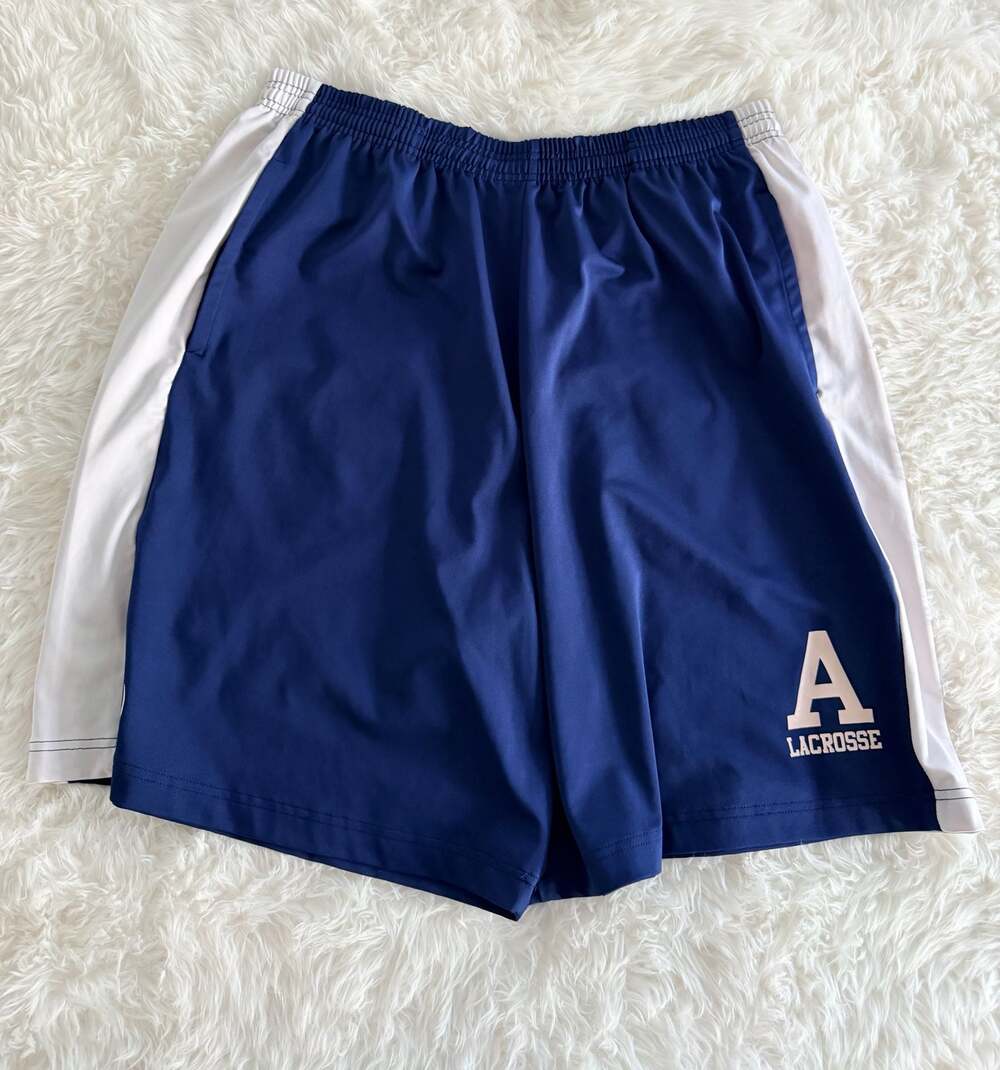 Harrow Phillips Academy Andover Lacrosse Athletic Shorts Navy Blue White Size XL